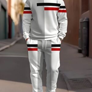 Stylish White and Black Men's Track Suit